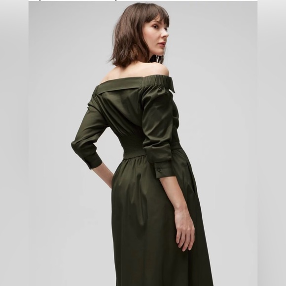 WHBM Open Neck Poplin Midi Dress size 4 - Picture 3 of 8